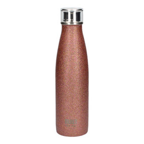 BUILT 500ml Double Walled Stainless Steel Water Bottle Rose Gold Glitter