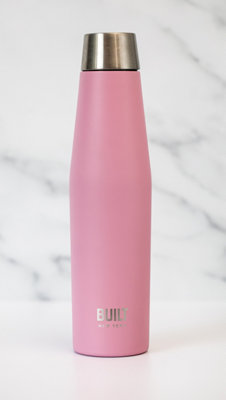 BUILT Apex 540ml Insulated Water Bottle, BPA-Free 18/8 Stainless Steel - Light Pink