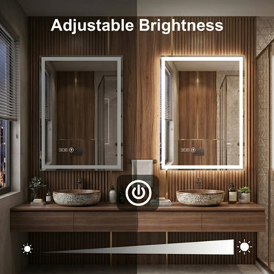 Built Right Bathroom Mirror with LED Lights, Dimmable Light Up Vanity ...