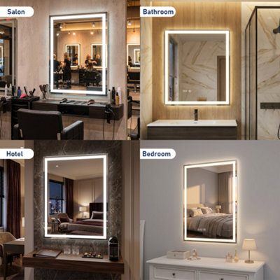 Built Right Bathroom Mirror with LED Lights, Dimmable Light Up Vanity ...