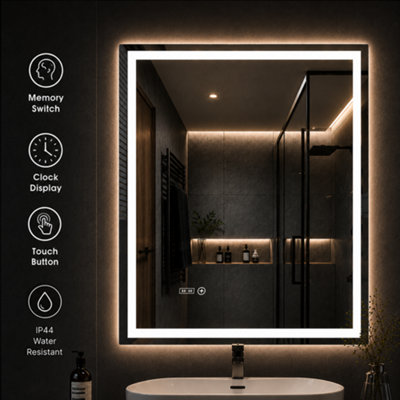 Built Right Bathroom Mirror with LED Lights, Dimmable Light Up Vanity ...