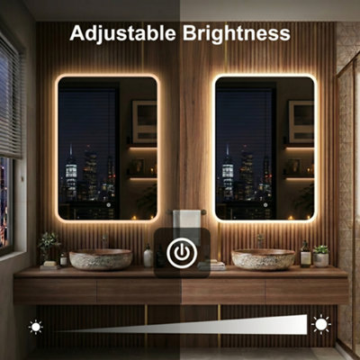 Built Right Bathroom Mirror with LED Lights, Dimmable Light Up Vanity ...