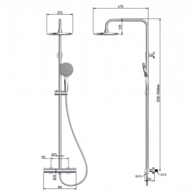 Built Right Complete Shower Set with Mixer, Rainfall Shower Head ...