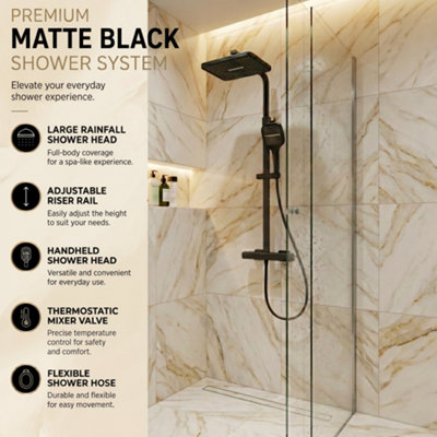 Built Right Complete Shower Set with Mixer, Rainfall Shower Head ...