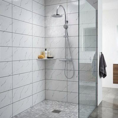 Built Right PVC Shower Wall Panels 0.6m x 2.4m Waterproof Bathroom Wall ...