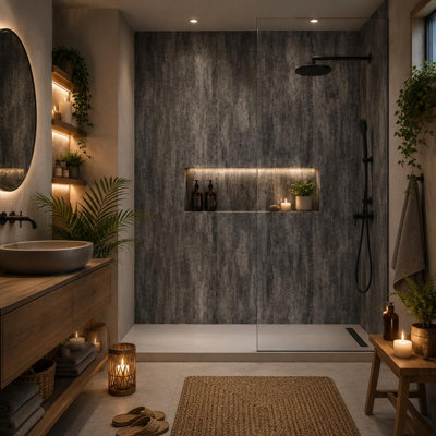 Built Right PVC Shower Wall Panels 1m x 2.4m Waterproof Bathroom Panels ...