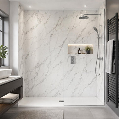 Built Right PVC Shower Wall Panels 1m x 2.4m Waterproof Bathroom Panels ...