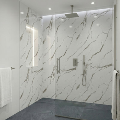 Built Right PVC Shower Wall Panels 1m x 2.4m Waterproof Bathroom Panels ...