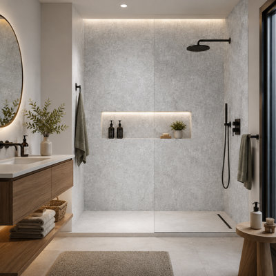 Built Right PVC Shower Wall Panels 1m x 2.4m Waterproof Bathroom Wall ...