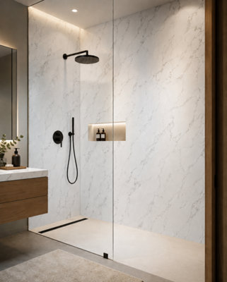 Built Right PVC Shower Wall Panels 1m x 2.4m Waterproof Bathroom Wall ...