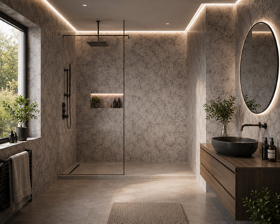 Built Right PVC Shower Wall Panels 1m x 2.4m Waterproof Bathroom Wall ...