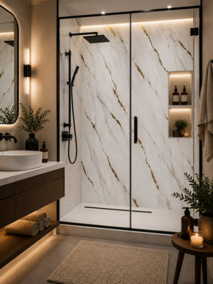 Built Right PVC Shower Wall Panels 1m x 2.4m Waterproof Bathroom Wall ...