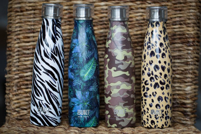 BUILT Stainless Steel Water Bottle Double Wall Sport Dark Gym Travel ...