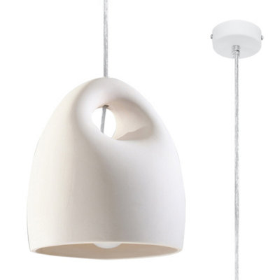 Bukano Ceramic White 1 Light Classic Pendant Ceiling Light