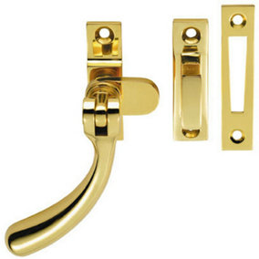 Bulb Ended Casement Window Fastener 98mm Handle 45mm Centres Polished Brass