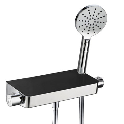 Bulby Thermostatic Black Glass Top Shower Mixer