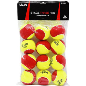 Bulk Pack Tennis Ball Bucket - 12x Stage 3 Red Training Balls - Premium Court