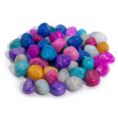 Bulk Treated Mixed Crackle Quartz Stones - 1kg, Vibrant Colors