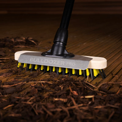 BULLDOZER PRO Heavy Duty Deck Scrub with Scraper and Telescopic Handle