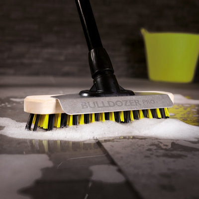 BULLDOZER PRO Heavy Duty Deck Scrub with Scraper and Telescopic Handle