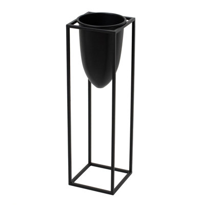 Bullet Planter on Frame - Metal - L18 x W18 x H62 cm - Matt Black