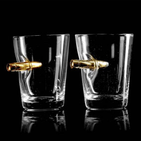 Bullet Shot in the Glass Set of 2 Spirit Glasses By Bar Bespoke