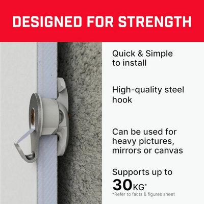 Bullfix Heavy Duty Picture Hooks for Plasterboard - 4