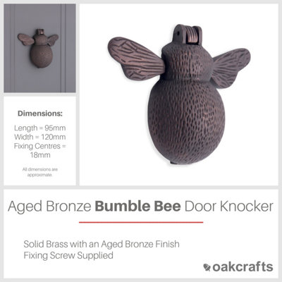 Bumble Bee Door Knocker Aged Bronze Finish