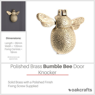 Bumble Bee Door Knocker Polished Brass Finish