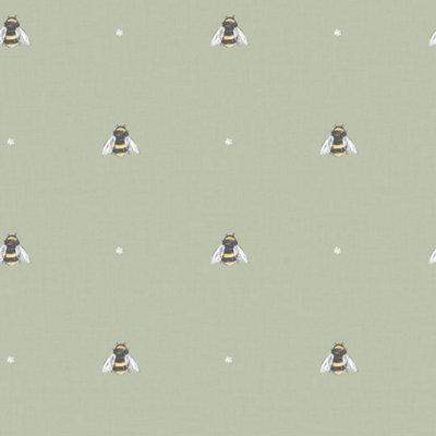 Bumble Bee Wallpaper in Sage Green