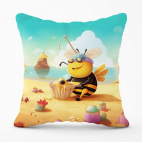 Bumblebee On A Beach Holiday Outdoor Cushion 45cm x 45cm
