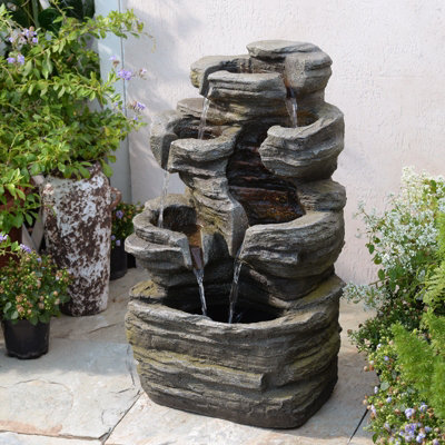 Bumilgar Stone Gray 62cm Six Tier Rock Cascading Floor Standing ...