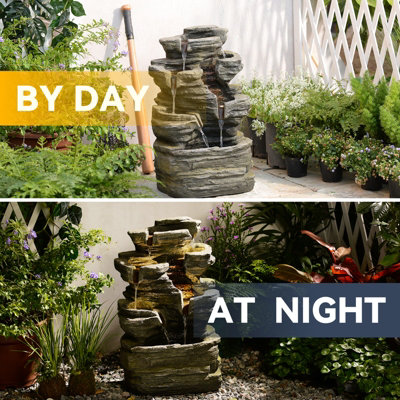 Bumilgar Stone Gray 62cm Six Tier Rock Cascading Floor Standing ...