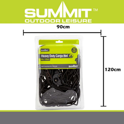 Bungee Cargo Net Heavy Duty 12 Hooks Strap Luggage Down 120cm x 90cm Black X 1