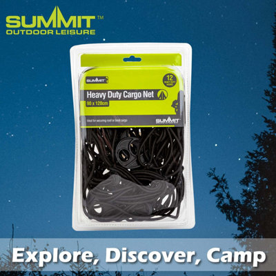 Bungee Cargo Net Heavy Duty 12 Hooks Strap Luggage Down 120cm x 90cm Black X 1
