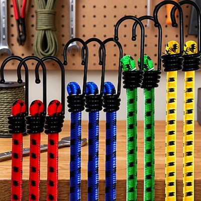 Bungee cords heavy duty elastic straps with hooks 40cm to 1m 10pc