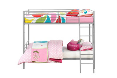 Bunk Bed Convertible Metal Silvergrey, Single