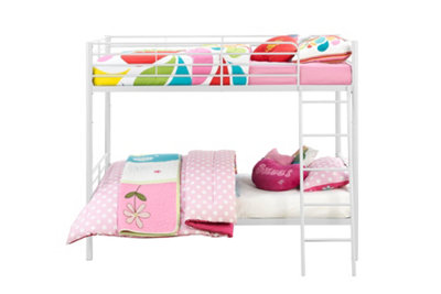 Bunk Bed Convertible Metal White, Single