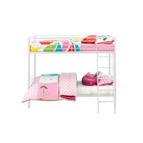 Bunk Bed Convertible Metal White, Single