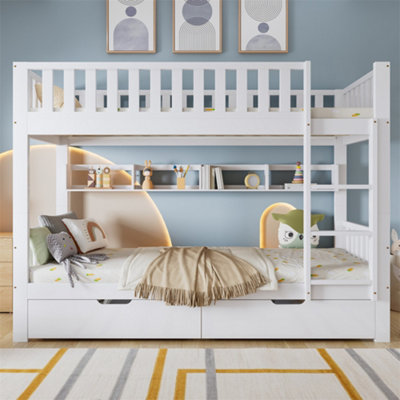 Bunk Bed, Kids Children, 3FT Solid Pine Wood Single Bed Frame & under ...