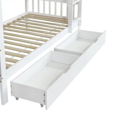 Bunk Bed, Kids Children, 3FT Solid Pine Wood Single Bed Frame & under ...