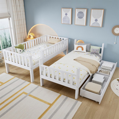 Bunk Bed, Kids Children, 3FT Solid Pine Wood Single Bed Frame & under ...