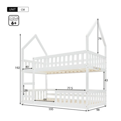 Bunk Bed, Twin Sleeper Bed with Ladder, Solid Wood Frame 3FT Single bed ...
