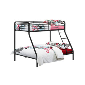 Bunk bed with sigle/double, in black metal