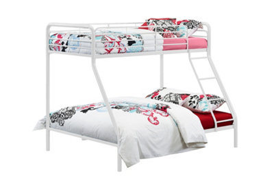 Bunk bed with single/double, in white metal