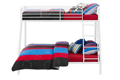 Bunk bed with single/double, in white metal