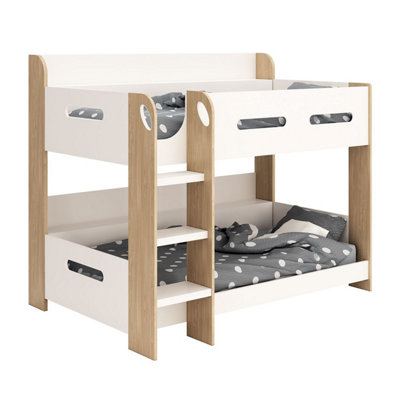 Bunk Bed with storage shelf 03 WHITE and OAK