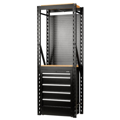 BUNKER 13 Piece Modular Storage Combo 2 Tier Racking with Hardwood Shelving, Pegboard and Floor Cabinet, 750mm 27919