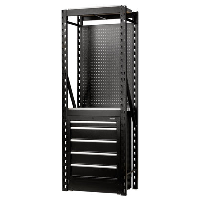 BUNKER 13 Piece Modular Storage Combo 2 Tier Racking with Stainless Steel Shelving, Pegboard and Floor Cabinet, 750mm 27975