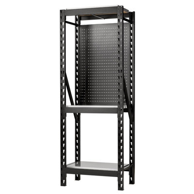 BUNKER 17 Piece Modular 3 Tier Racking with Stainless Steel Shelving and Pegboards, 750mm 27971